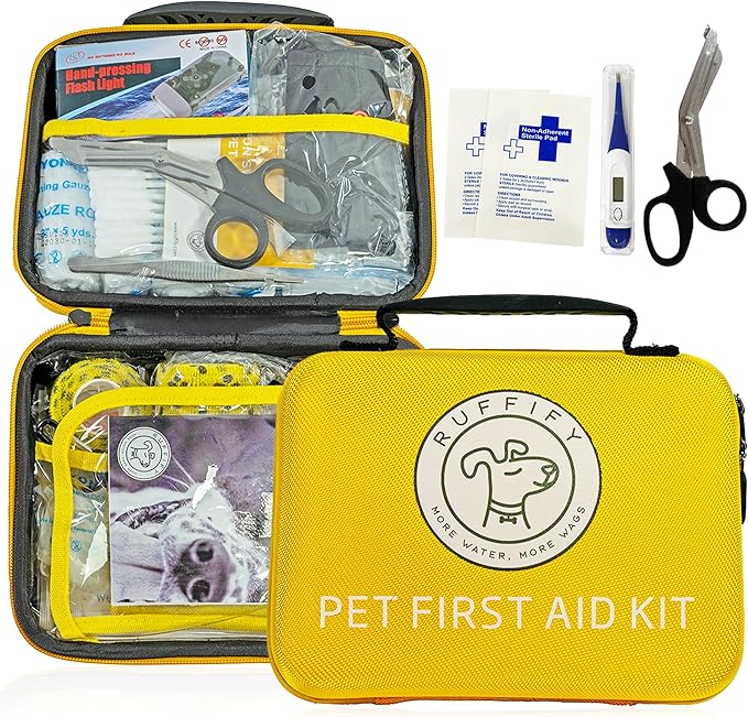 Pet First Aid Kit for Dogs & Cats – 27 Key Items Emergency Kit with Mini Pouch for Boating, Sailing, Home, Office, Travel, Vacations & Outdoor Adventures