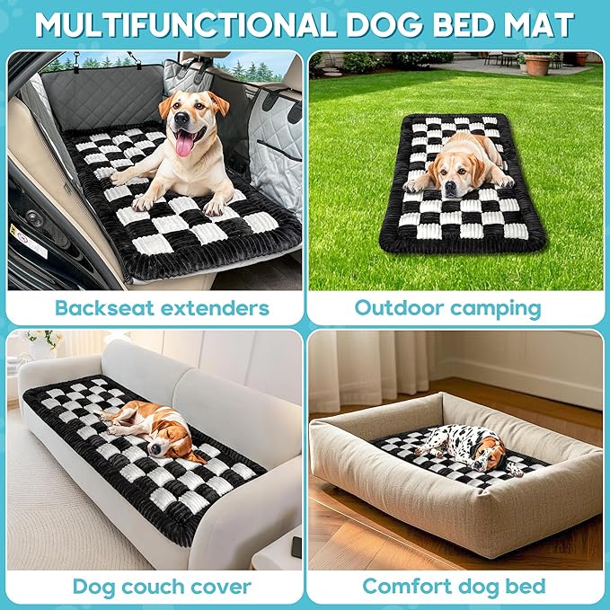 Dog Car Bed Mat, Non-Slip Backseat Extender Pet Blanket, Plaid Dog Bed for Trucks, Sedans & Large SUVs, Chew-Resistant Travel Pad for Dogs, Easy Clean & Scratch-Proof & Comfort (56"x28.7")