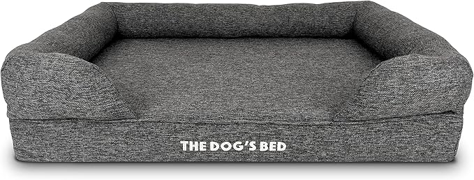 The Dog’s Bed, Large Grey Linen 36x27, Memory Foam, Pain Relief: Arthritis, Hip & Elbow Dysplasia, Post Surgery, Lameness, Supportive, Calming, Waterproof Washable Cover, Veterinary Approved