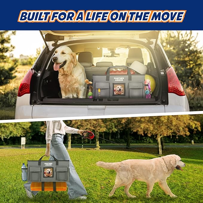 Panther Armor Dog Travel Bag- Hanging Dog Organizer & Pet Storage Tote Bag for Supplies,mWaterproof Door Storage & Closet Organizer, Food & Treat Container for Travel Accessories