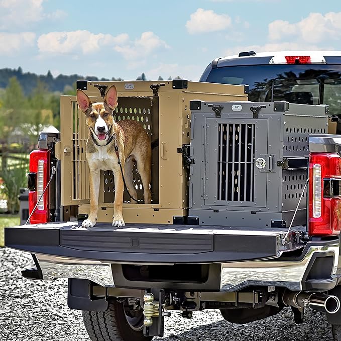 Heavy Duty Fully Collapsible Powder-Coated Aluminum Dog Crate - Large (Black)