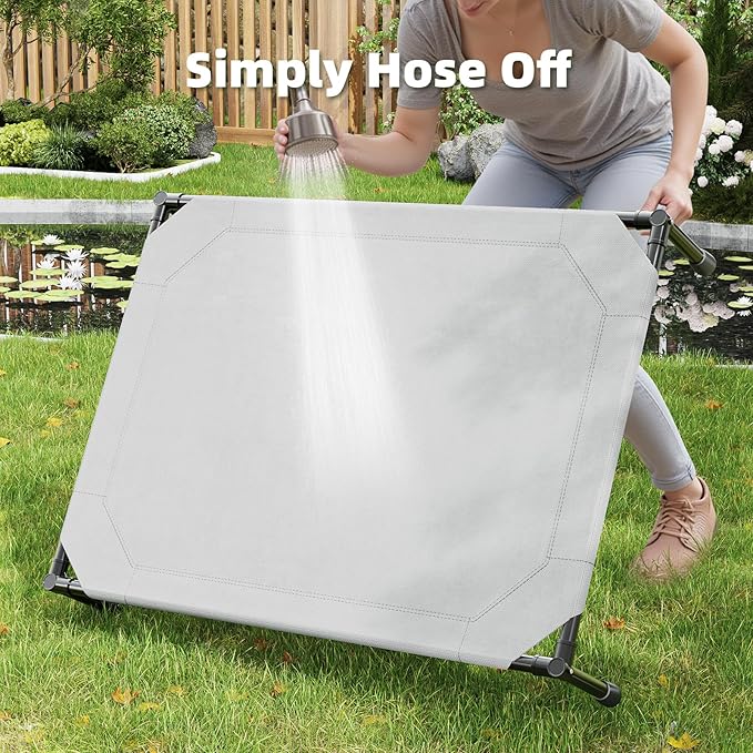 Simple Trending Raised Dog Bed for Large Dogs, Cooling Elevated Dog Bed, Breathable Pet Cot Bed, 42" x 31", Grey