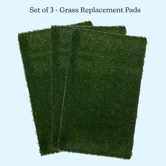 Set of 3 Reusable Pee Pads for Dogs - 35.5x23.5in Replacement Artificial Dog Grass - Dog Housebreaking Supplies for Puppy Training by PETMAKER