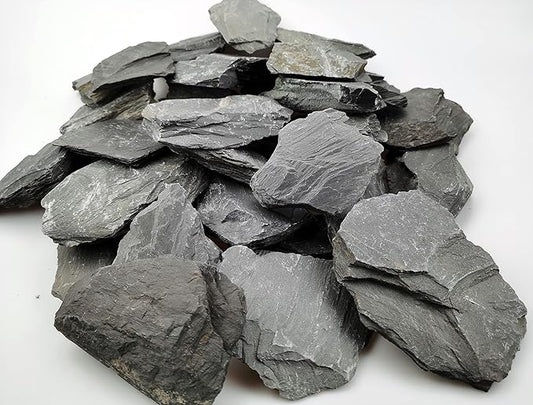Voulosimi Natural Slate Rocks PH Neutral Stone Perfect Rocks for Aquariums, Landscaping Model,Tank Decoration,Amphibian Enclosures (3.5 LB, 5-7 inch)
