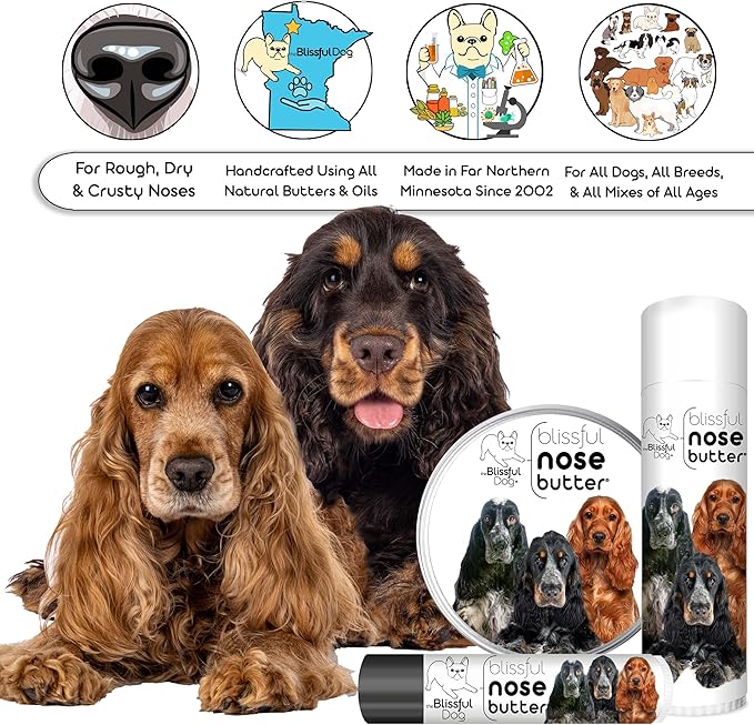 The Blissful Dog English Cocker Spaniel Unscented Nose Butter - Dog Nose Butter, 0.15 Ounce