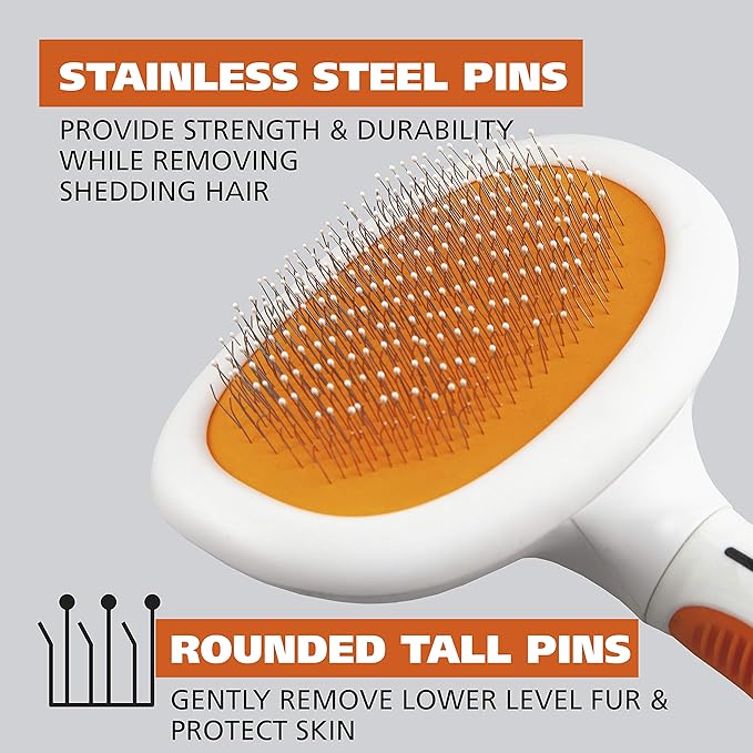 Wahl Premium Patented Dual Level Sensitive Skin Pet Slicker – Ergonomic handle makes Deshedding, Grooming and Brushing Comfortable for you and your Dog or Cat - 858500