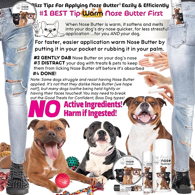The Blissful Dog Staffordshire Bull Terrier Nose Butter, Versatile Dog Nose Balm for Dry Nose, Handcrafted Nose Moisturizer, Easy-to-Apply Dog Essentials, Unscented, 2 oz.