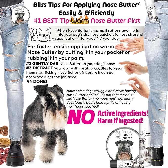 The Blissful Dog Schnauzer Nose Butter for Dry, Cracked Skin, Lick-Safe Dog Nose Balm with Moisturizing Shea Butter, Almond, Olive, and Essential Oils, Pet Supplies, Uncented, 4 oz.