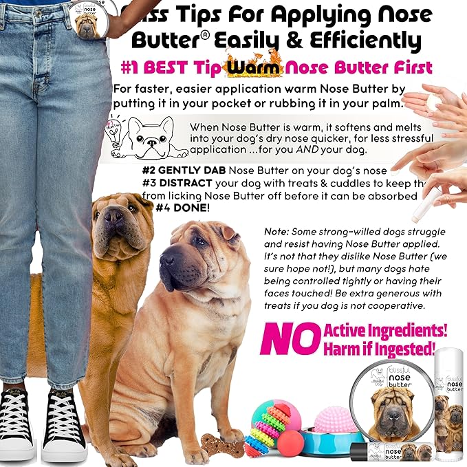 The Blissful Dog Chinese Shar-Pei Nose Butter for Dry, Cracked Skin, Lick-Safe Dog Nose Balm with Moisturizing Shea Butter, Almond, Olive, and Essential Oils, Pet Supplies, Uncented, 8 oz.
