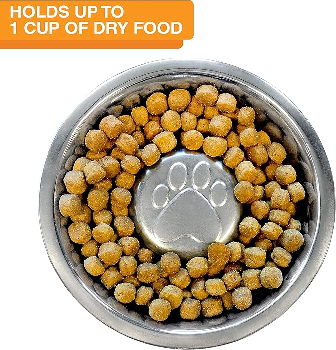 Neater Feeder Deluxe Mess Proof Dog Bowls Elevated for Medium Sized Breeds – Made in USA – No Spill Raised Slow Feeder Elevated Dog Bowl Stand, Stainless Steel Food and Water Bowl Set, Grey