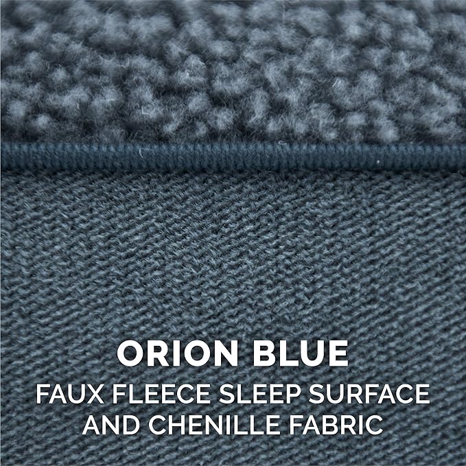 Furhaven Cooling Gel Dog Bed for Large Dogs w/ Removable Bolsters & Washable Cover, For Dogs Up to 125 lbs - Sherpa & Chenille Sofa - Orion Blue, Jumbo Plus/XXL