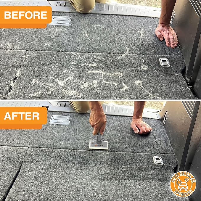 FurDozer X6 Pet Hair Remover & Auto Detailing Tool - Cat & Dog Hair Remover for Carpets, Car Interiors, Couches, Bedding, & Pet Furniture - Reusable Pet Hair Removal Tool for Fur & Lint (Grey, 2-Pack)