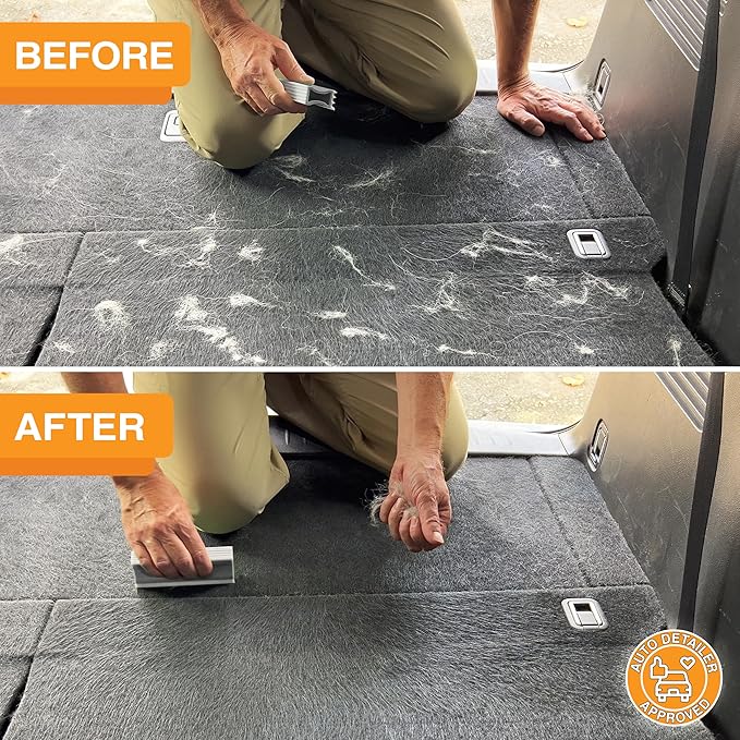 FurDozer X3 MEGA Pet Hair Remover & Auto Detailing Tool - Cat & Dog Hair Remover for Carpet, Car Interior, Couch, Bedding, & Furniture - Reusable Pet Hair Removal Tool for Dog Fur & Lint, 10", Grey