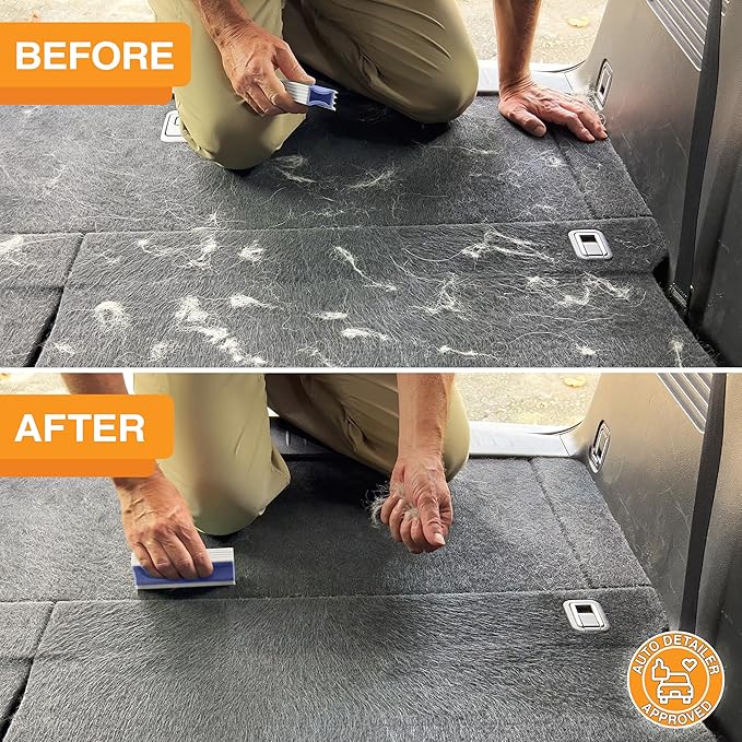 FurDozer X6 & X3 Bundle - Pet Hair Removal Tool & Car Detailing Dog Hair Remover for Carpet, Car, Couch, Bedding, & Furniture - Reusable Pet Fur Remover & Carpet Scraper for Animal Fur & Lint, Purple