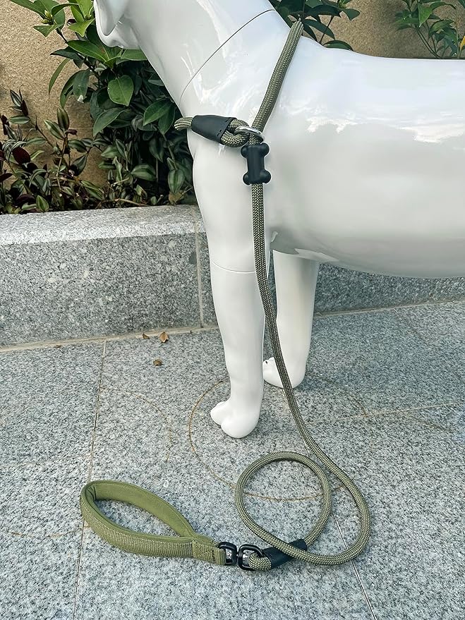 Slip Lead Dog Leash，Strong Nylon Rope Leash and Padded Handle,No Pull Outdoor Walking Training Lead for Small Medium Large Dogs(Army Green, 1/2"×6ft)